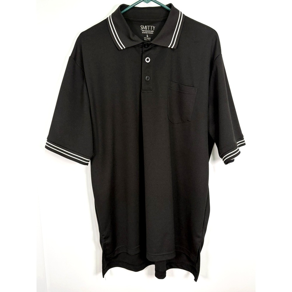 Smitty Men's Black Polo Short Sleeve Shirt Size Large